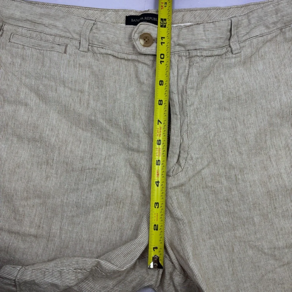 Banana Republic‎ Mens Tan White Striped Chino Shorts Size 36 Casual Summer